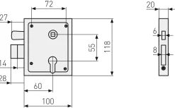Abus Aufschraubschloss ASS HF für Türblattstärken bis 60 mm