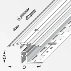 alfer Übergangs-Profil, 46 mm + Träger-Profil alfer®-fix 0.9 m, 9.5 x 46 mm