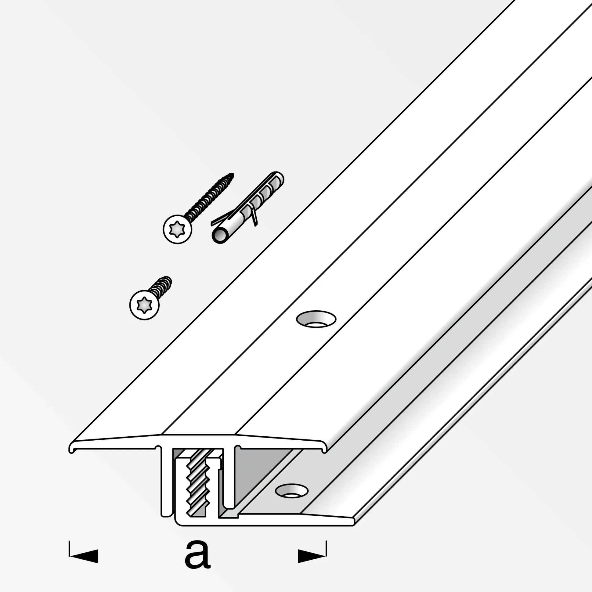 alfer Übergangs-Profil und Träger-Profil 1 m, 33 x 7 - 15 mm Alu gebürstet