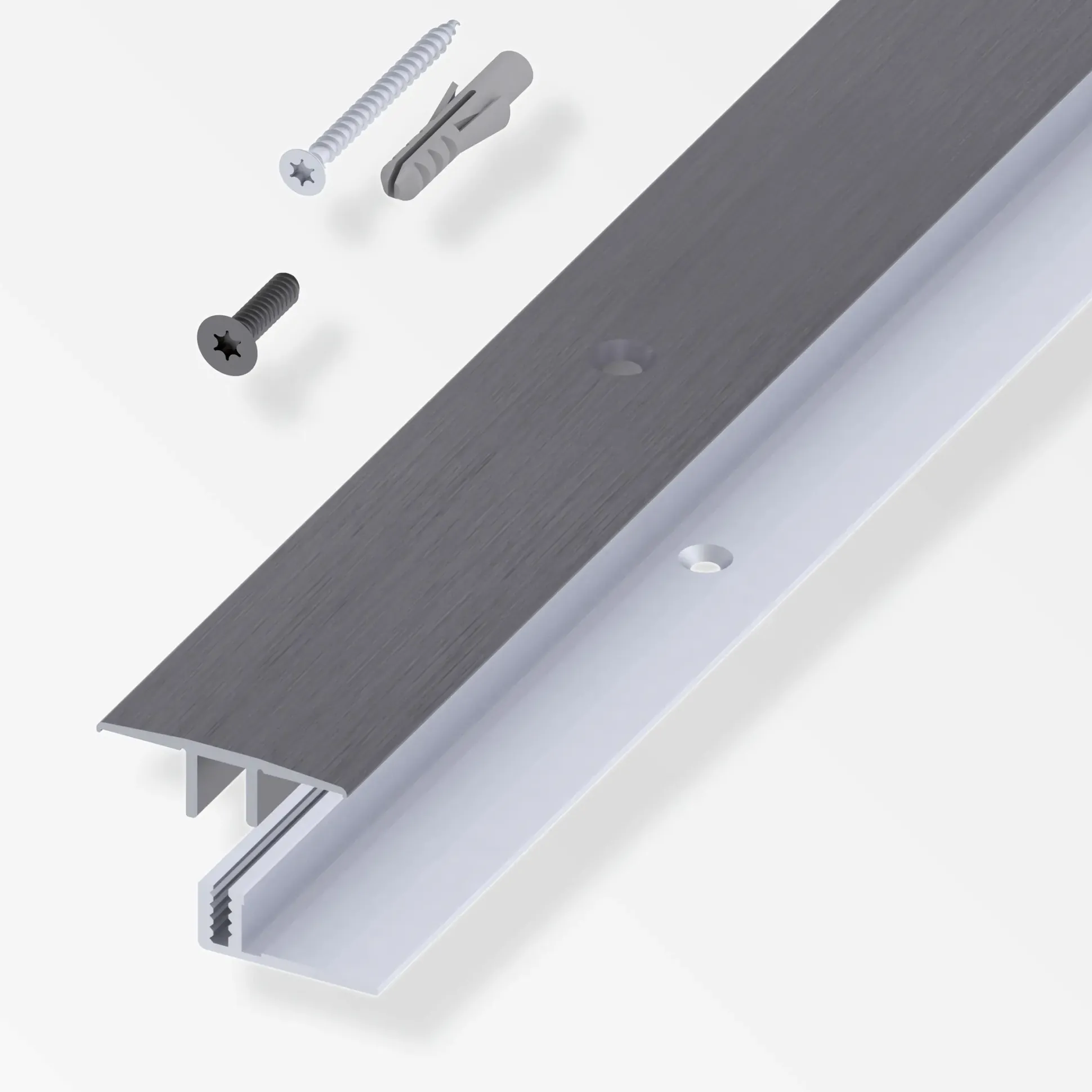 alfer Übergangs-Profil und Träger-Profil 1 m, 33 x 7 - 15 mm Alu gebürstet