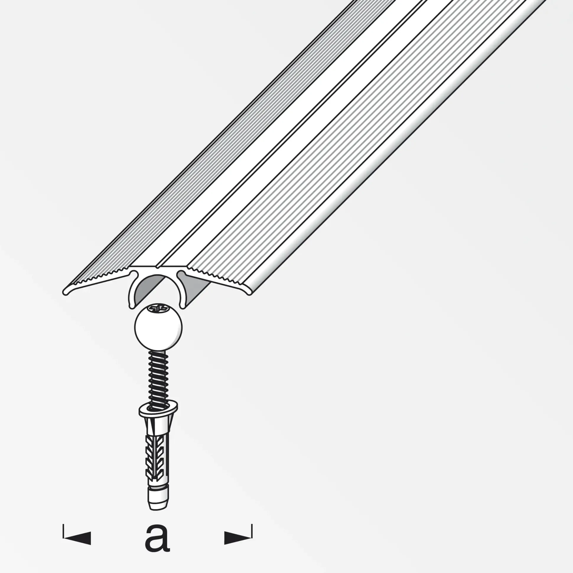 alfer Übergangs-Profil und Dübel-System 0.9 m, 33 mm, Alu, eloxiert, titan