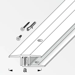 alfer Übergangs-Profil und Träger-Profil 1 m, 33 x 7 - 15 mm Alu messing