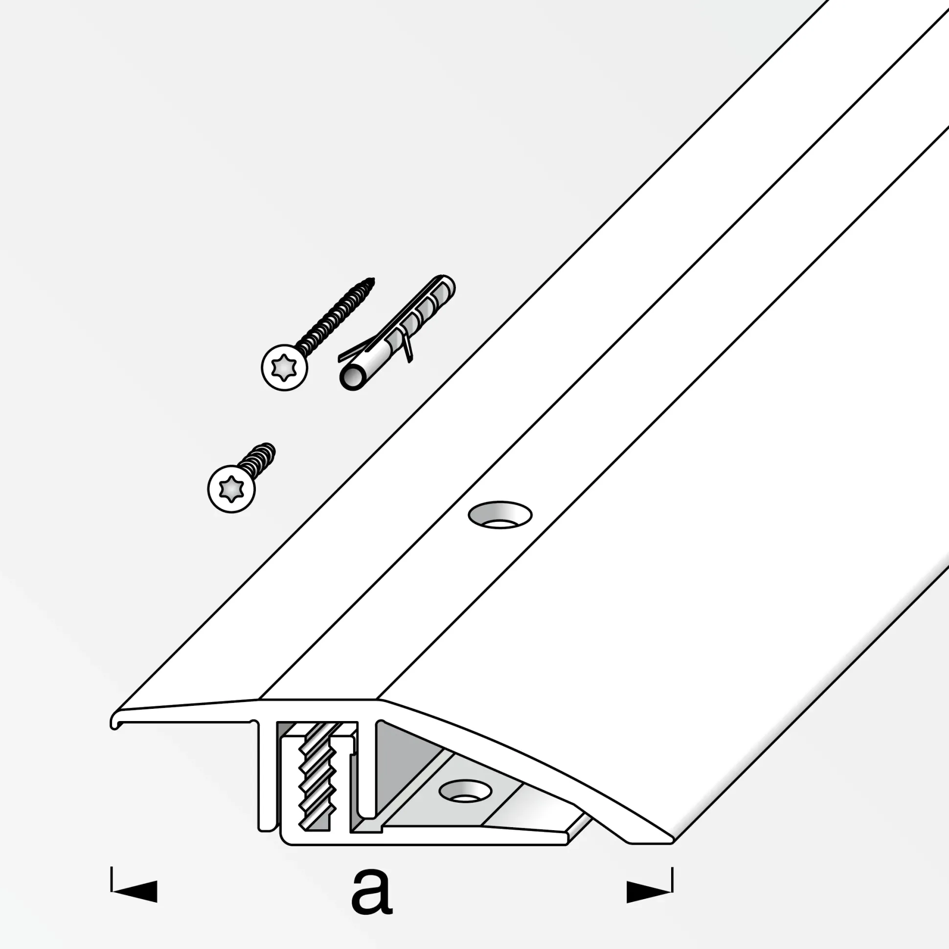 alfer Niveauausgleichs- Träger-Profil 1 m, 45 x 7 - 15 mm Edelstahloptik