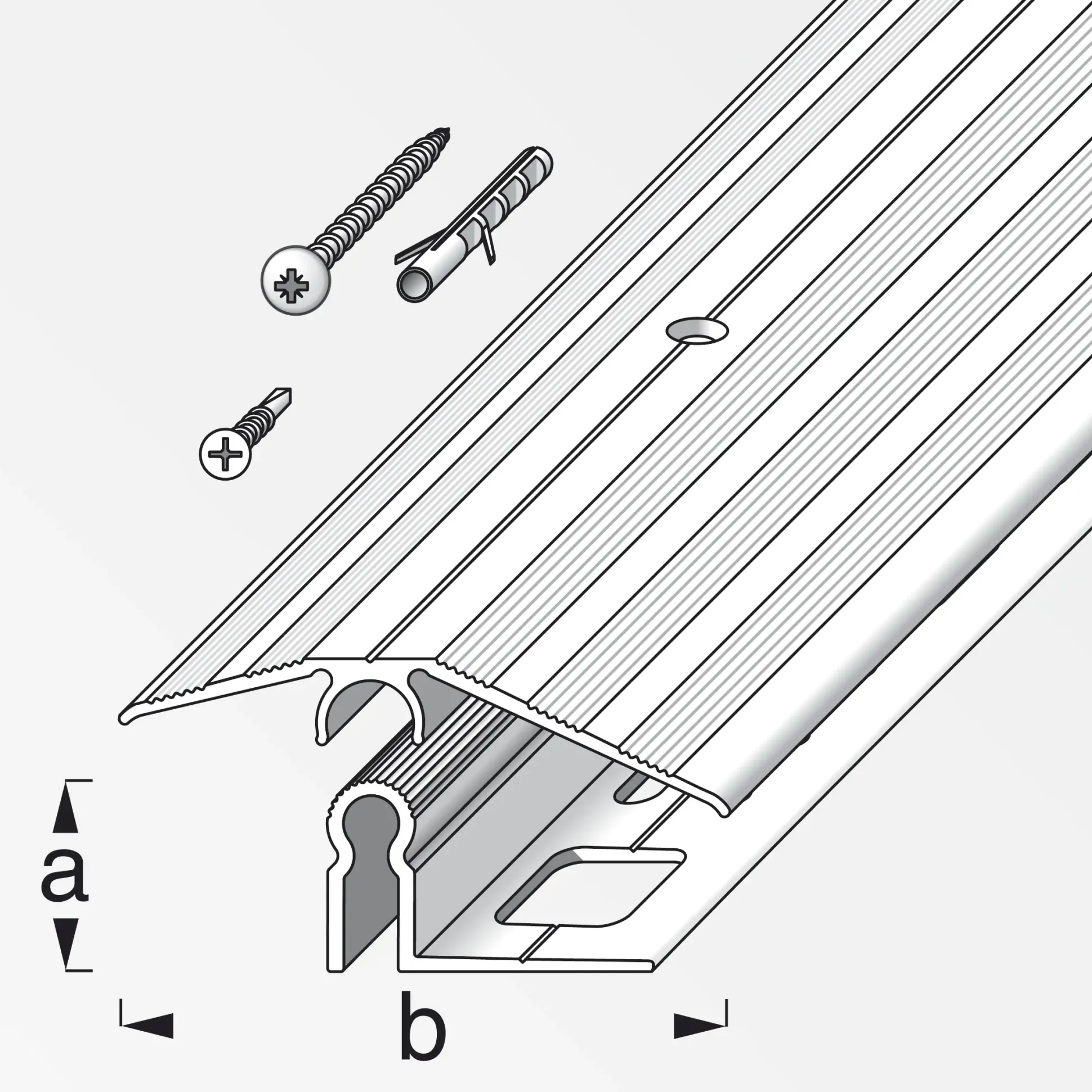 alfer Niveauausgleichs-Profil und Träger-Profil fix 0.9 m, 13 x 56 mm