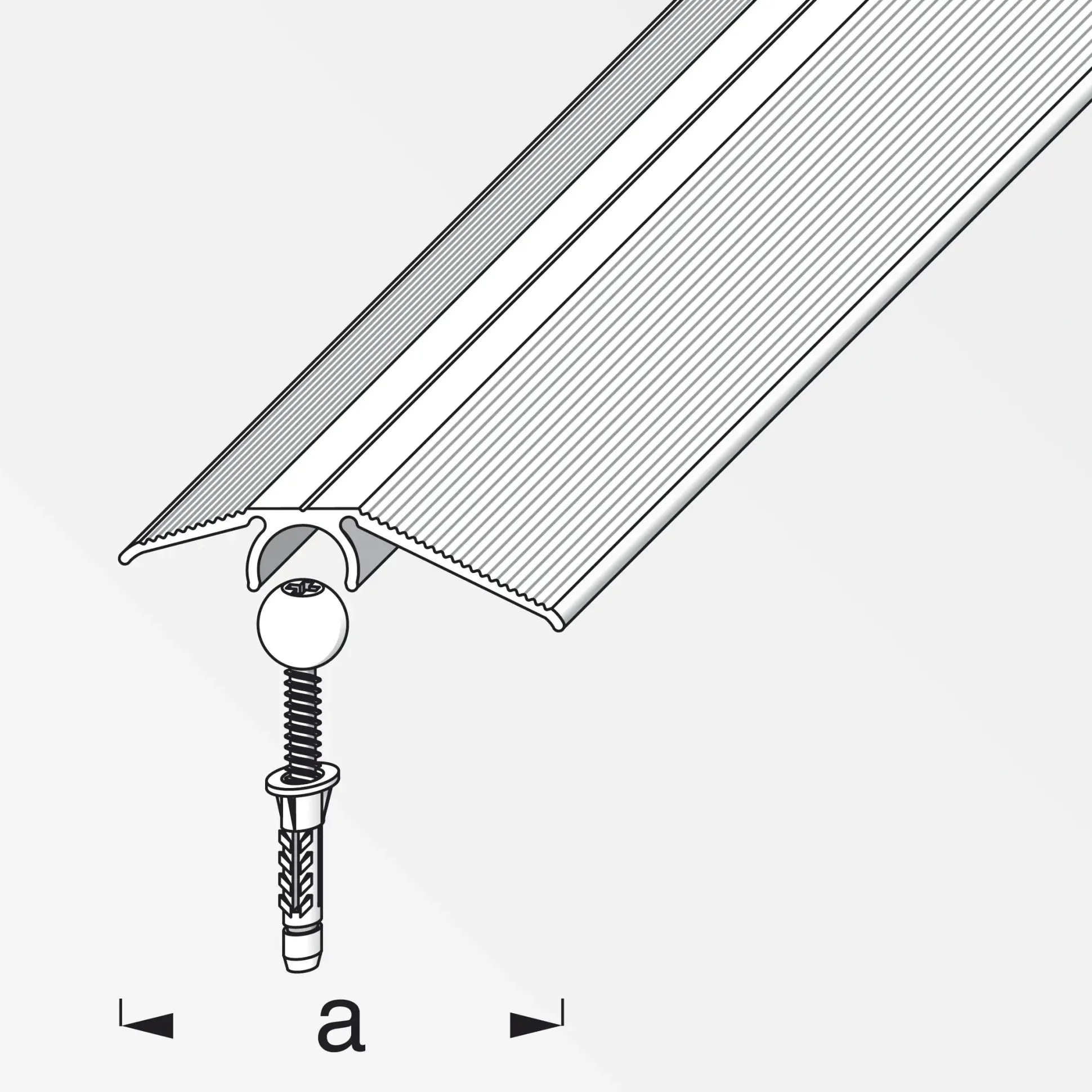 alfer Niveauausgleichs-Profil + Dübel-System 0.9 m, 40 mm, Alu, silber