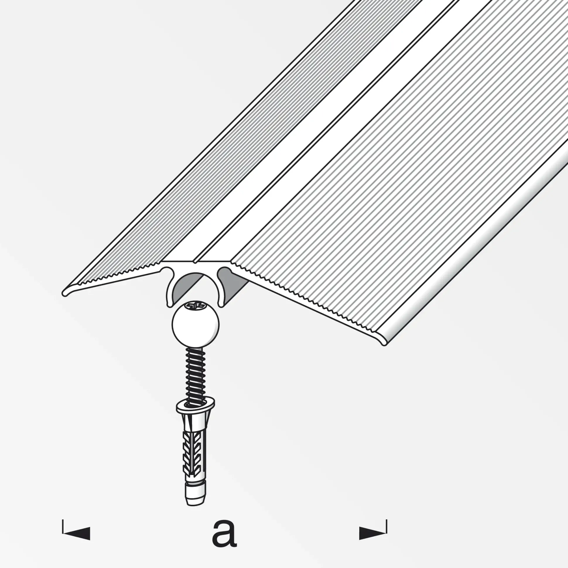 alfer Niveauausgleichs-Profil + Dübel-System 0.9 m, 56 mm, Alu, silber