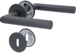 Alpertec BB-Rosettengarnitur Fair I Flat Magnet Edelstahl kaschmirgrau rund