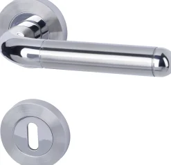 Alpertec BB-Rosettengarnitur Solid 4 Edelstahl silber rund