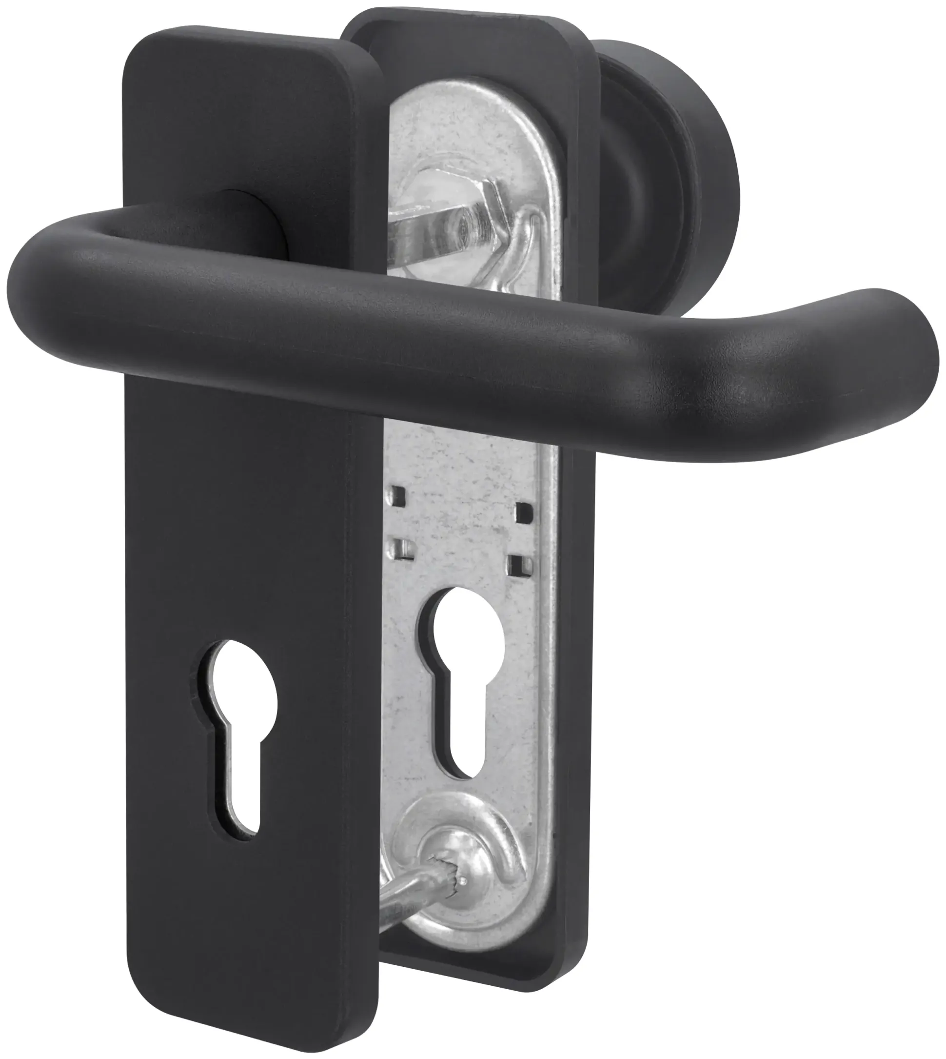 Alpertec Feuerschutzgarnitur Drücker/Knopf Kunststoff schwarz eckig