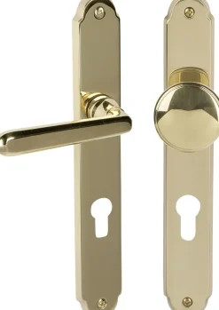 Alpertec PZ-Langschildgarnitur Wien rechts Messing gold abgerundet