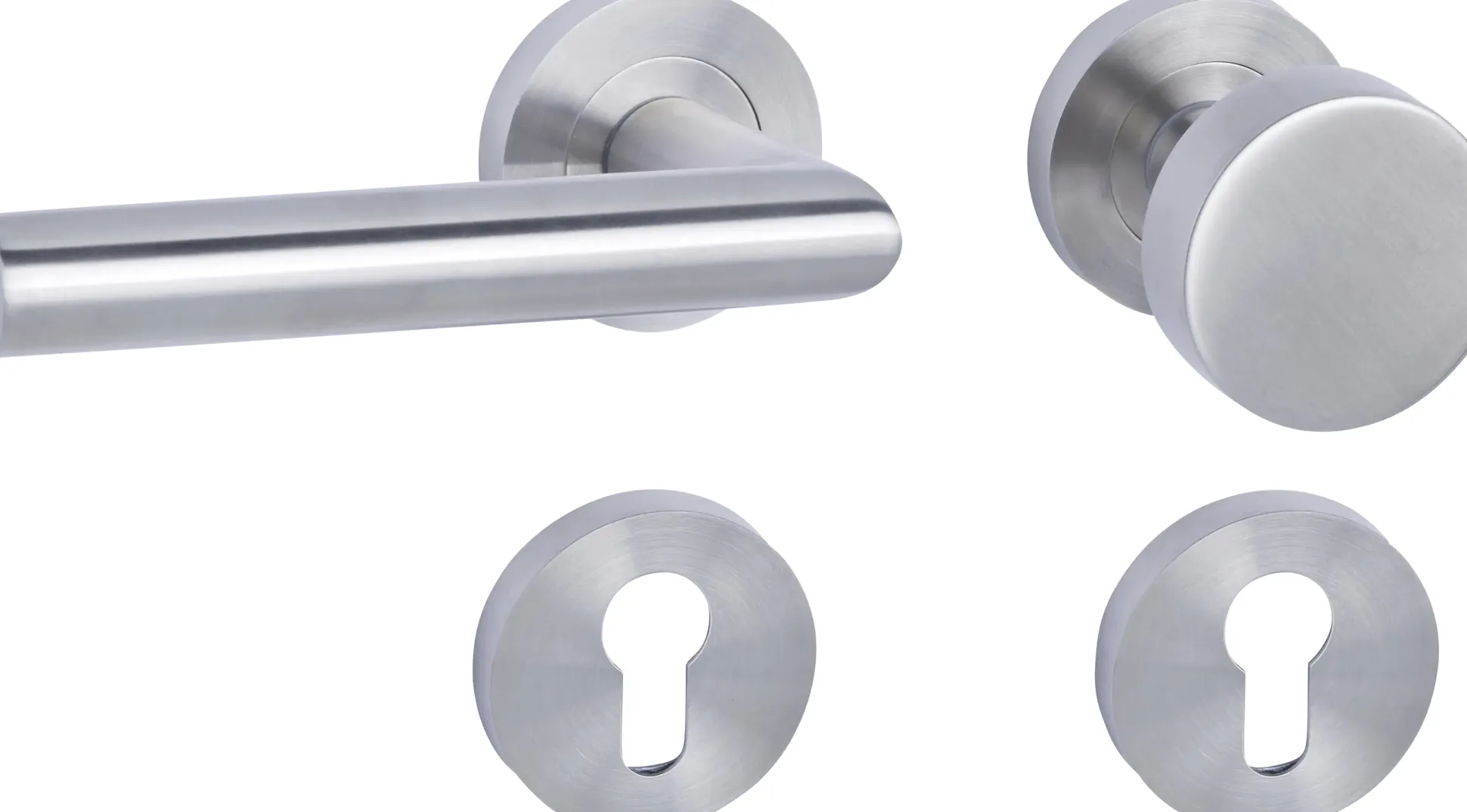 Alpertec PZ-Rosettengarnitur Solid 10 links Edelstahl silber rund