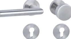 Alpertec PZ-Rosettengarnitur Solid 10 rechts Edelstahl silber rund