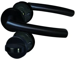 Alpertec Rosettengarnitur Fair II Edelstahl schwarz Ø 5,2 cm mit Sperrriegel