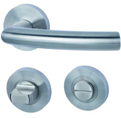Alpertec Rosettengarnitur WC Fair II Edelstahl satiniert Ø 5,2 cm mit Sperrriegel