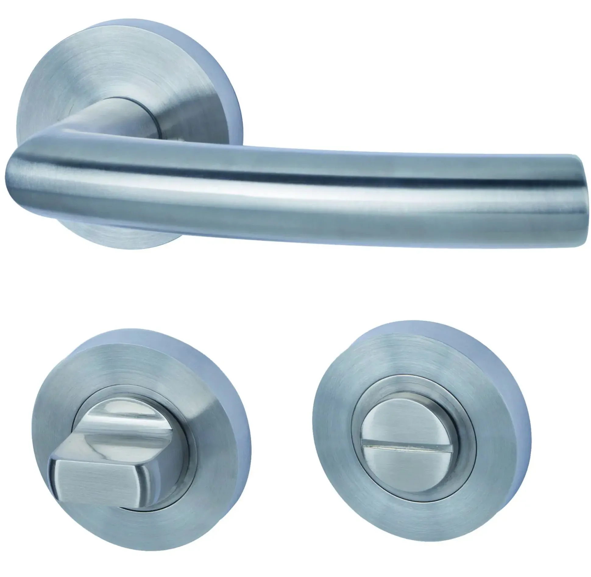 Alpertec Rosettengarnitur WC Fair II Edelstahl satiniert Ø 5,2 cm mit Sperrriegel