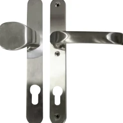 Alpertec Schmalrahmengarnitur Oval Drücker/Knopf Edelstahl silber