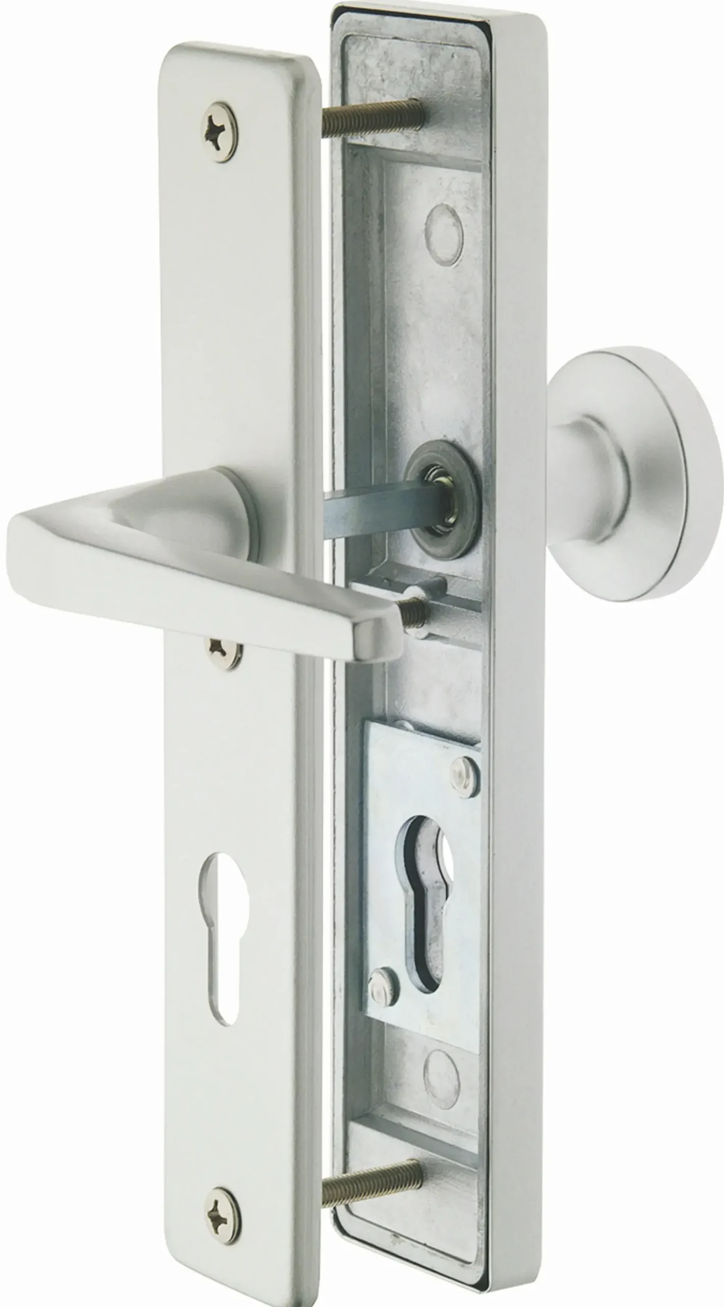 Alpertec Schutzbeschlag Tira Drücker/Knopf Aluminium silber 72 mm