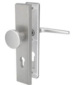 Alpertec Türbeschlag Langschild Tira II PZ Drücker/Knopf Alu F9 23,7 x 5 cm