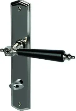 Alpertec Türgarnitur WC Langschild Odin Edelstahl poliert Griff schwarz 23 x 4,5 cm mit Sperrriegel