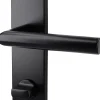 Alpertec Türgarnitur WC Langschild Conte Edelstahl schwarz 24 x 5 cm mit Sperrriegel