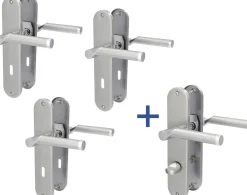 Alpertec Türgarnitur-Set Langschild Conte BB Edelstahl satiniert 24 x 5 cm