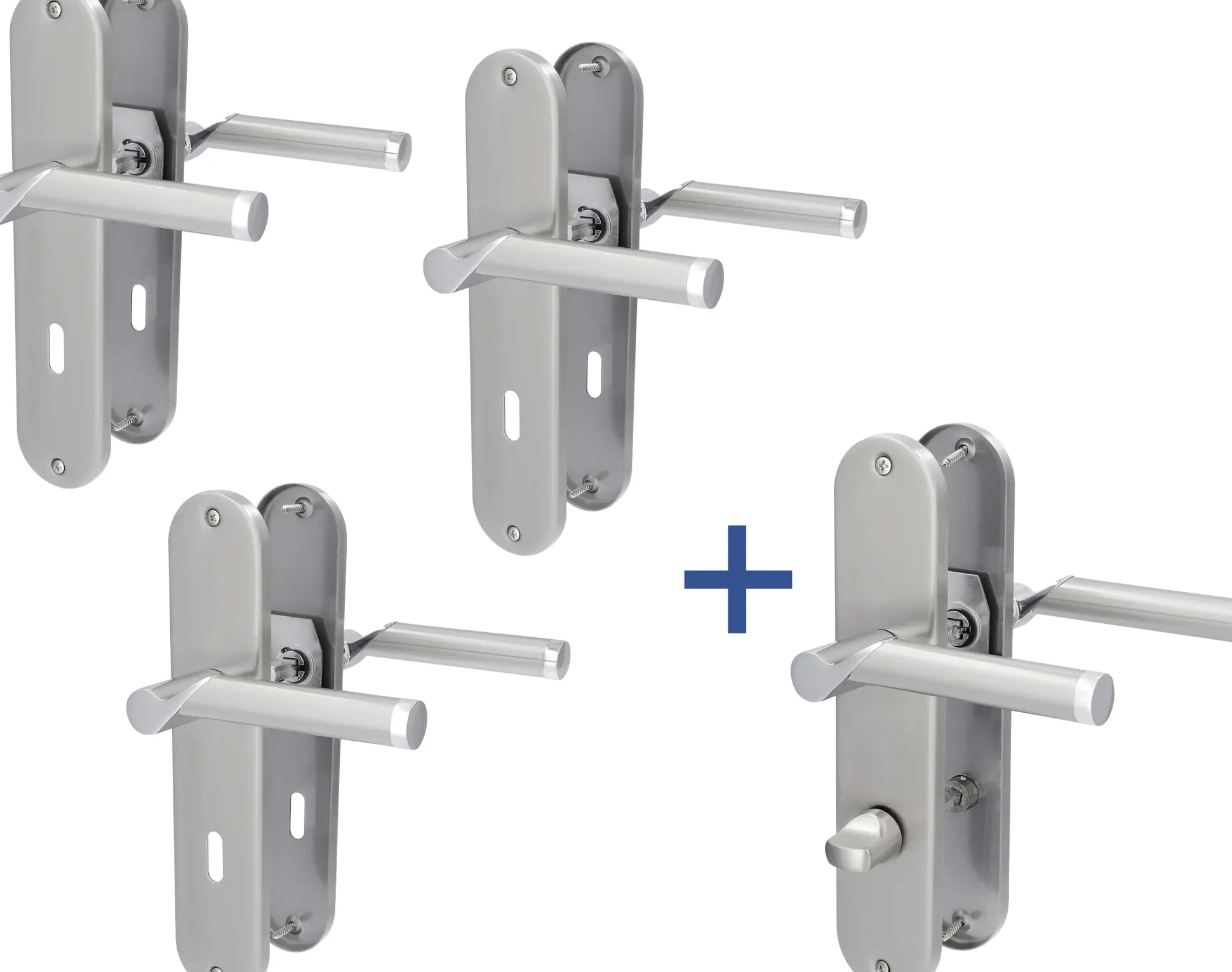 Alpertec Türgarnitur-Set Langschild Conte BB Edelstahl satiniert 24 x 5 cm