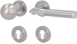 Alpertec Türgriff-Garnitur Solid 6 für Wohnungstüren PZ silber Ø 52 mm rechts