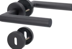 Alpertec Türgriff-Garnitur Rosette Fair I BB Edelstahl schwarz Ø 52 mm