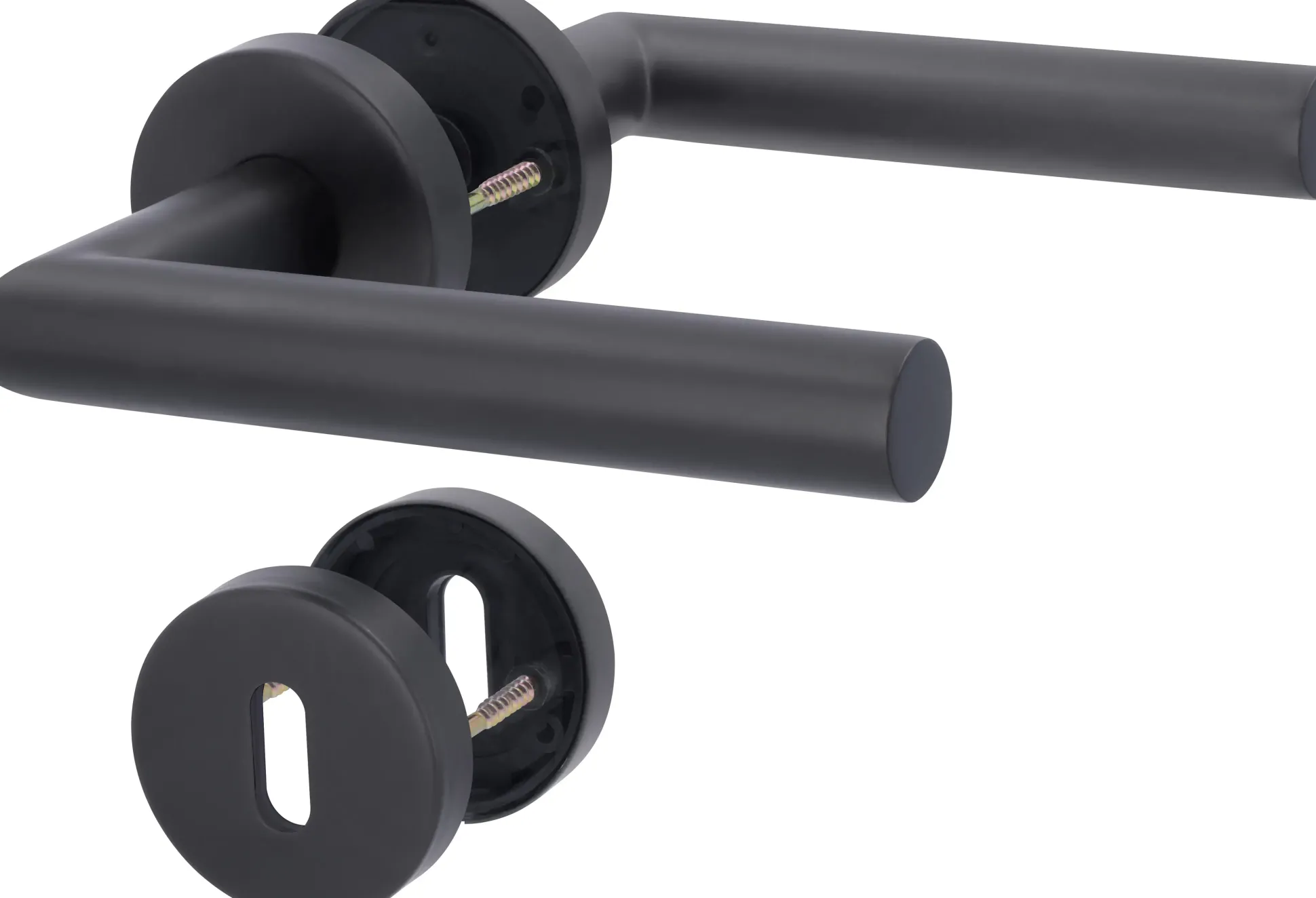 Alpertec Türgriff-Garnitur Rosette Fair I BB Edelstahl schwarz Ø 52 mm