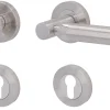 Alpertec Türgriff-Garnitur Solid 3 für Wohnungstüren PZ silber Ø 52 mm rechts