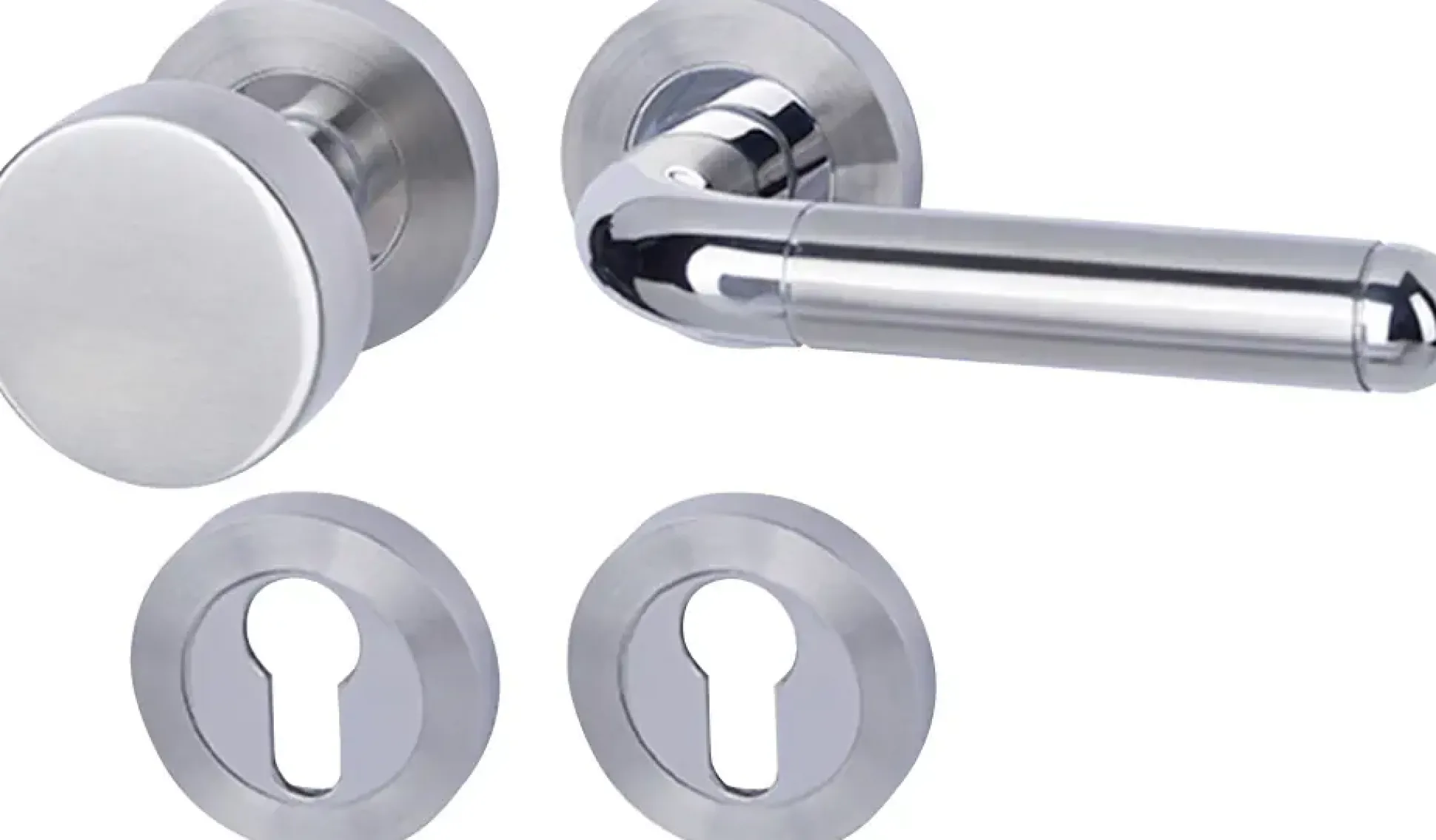 Alpertec Türgriff-Garnitur Solid 4 für Wohnungstüren PZ silber Ø 52 mm rechts