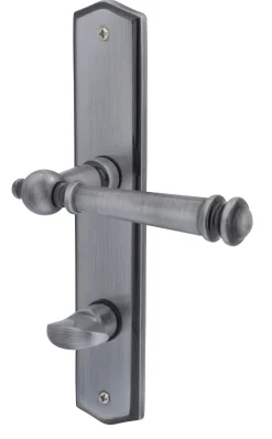 Alpertec WC-Langschildgarnitur Mount Blance Messing stahlgrau abgerundet