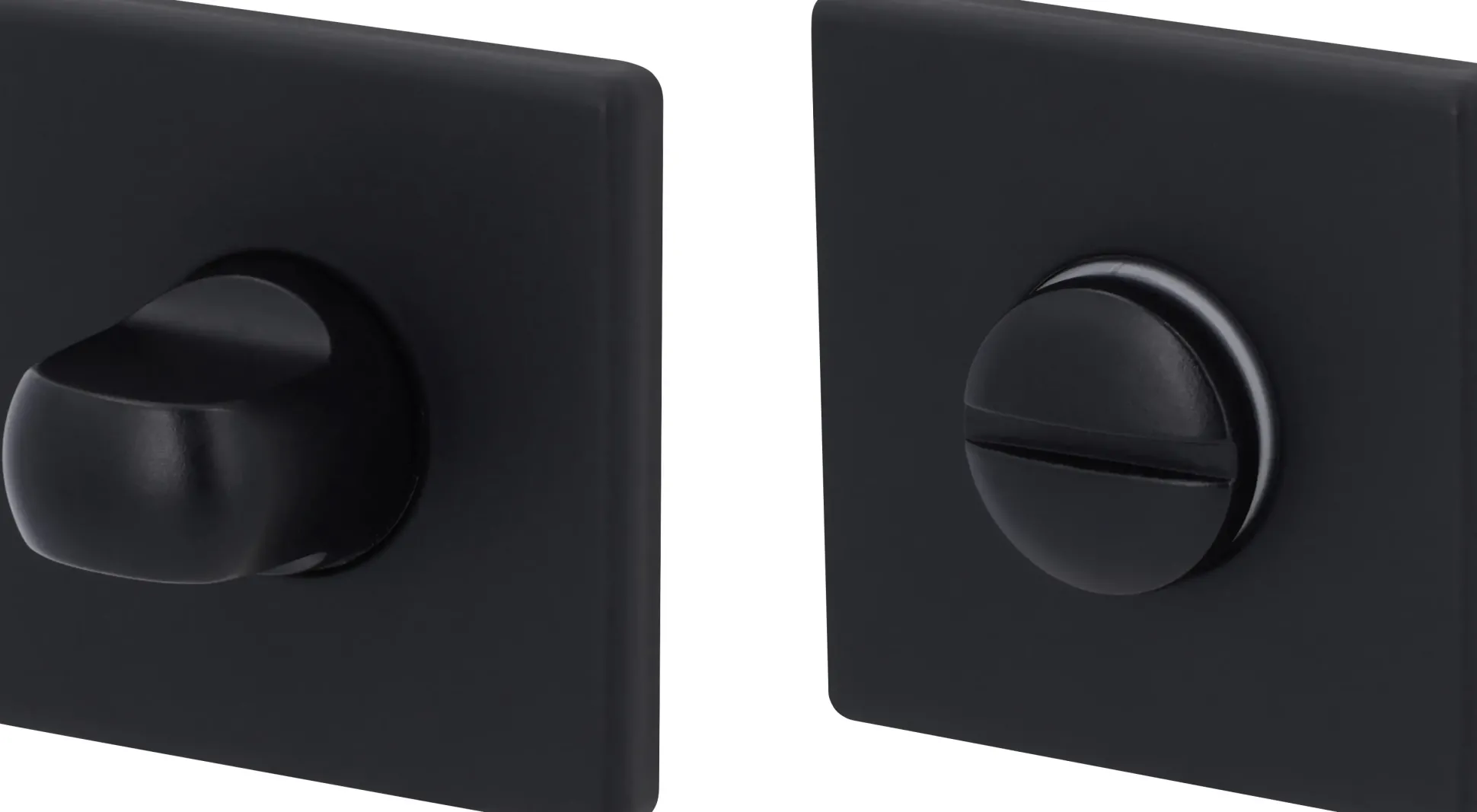 Alpertec WC-Rosettenpaar für Türgarnitur Square Edelstahl schwarz matt 5 x 5 cm mit Sperrriegel