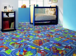 Andiamo Kinderteppich Straßenteppich City nach Maß grau-bunt 2 m breit