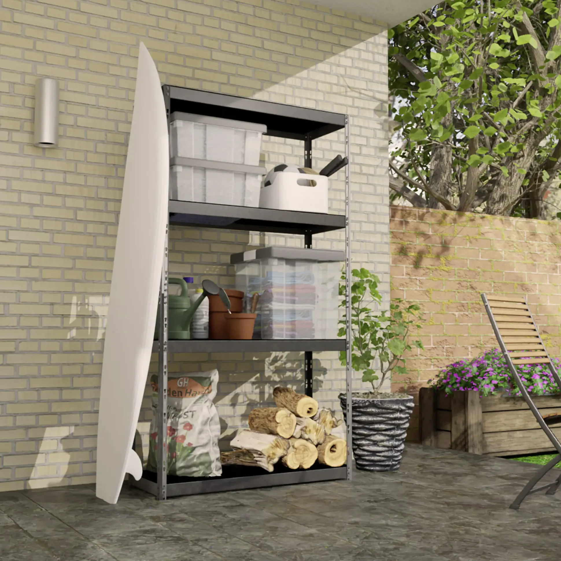 Ar Shelving Regal Rivet Allroad Kunststoff 180 x 100 cm 4 Böden 400 kg