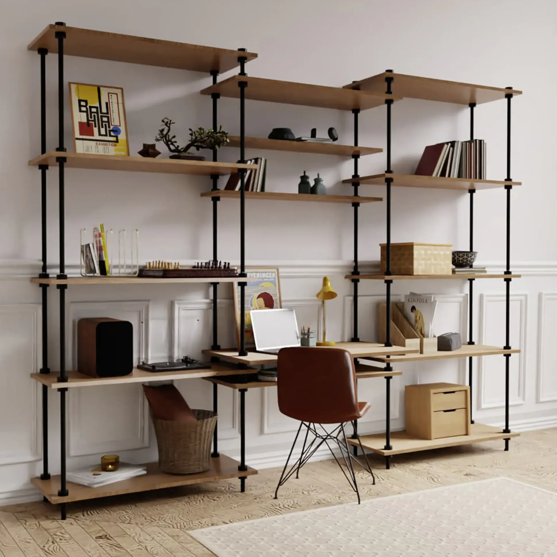 Ar Shelving Schreibtisch-Set mit Regalböden Deco Set Nebraska 185 x 235 cm