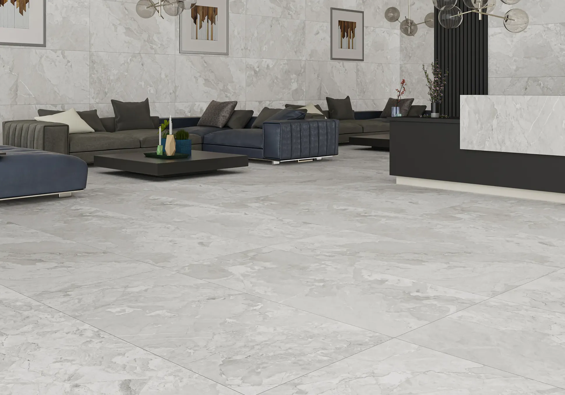 Bodenfliese Feinsteinzeug Mega 60 x 120 cm grau