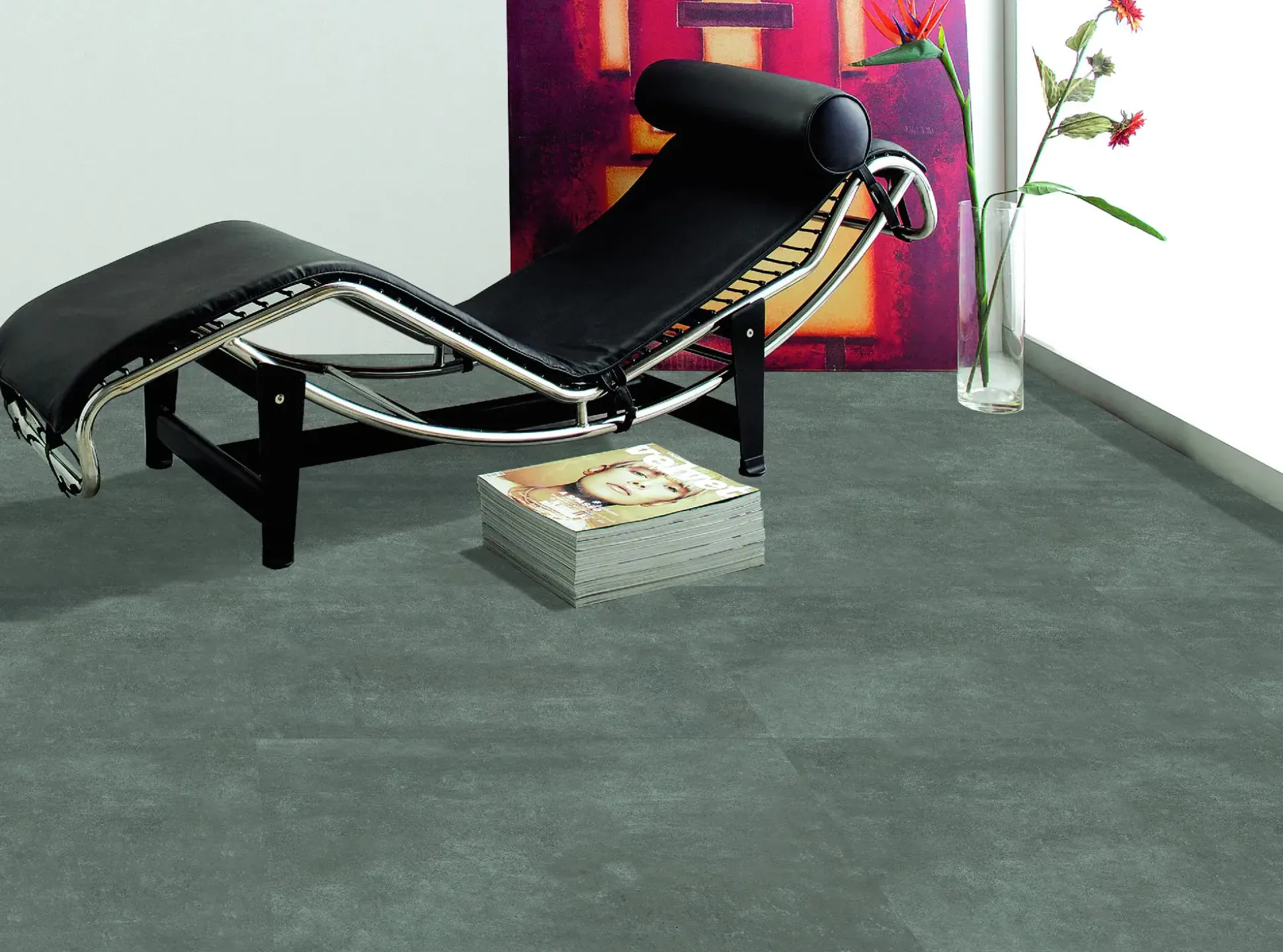 Bodenfliese Feinsteinzeug Beton 60 x 60 cm anthrazit