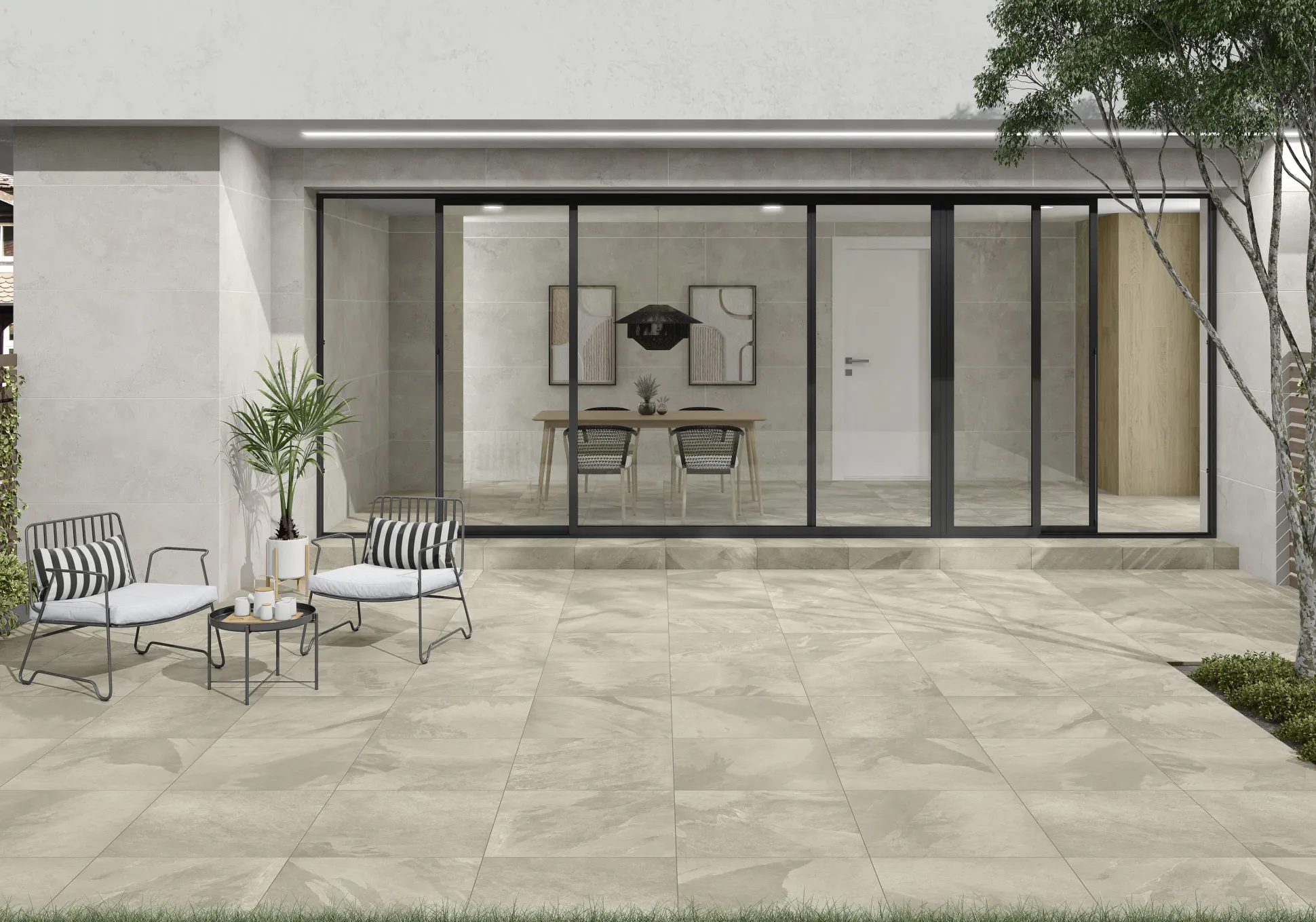 Bodenfliese Feinsteinzeug Rhone 60 x 60 cm braun/beige