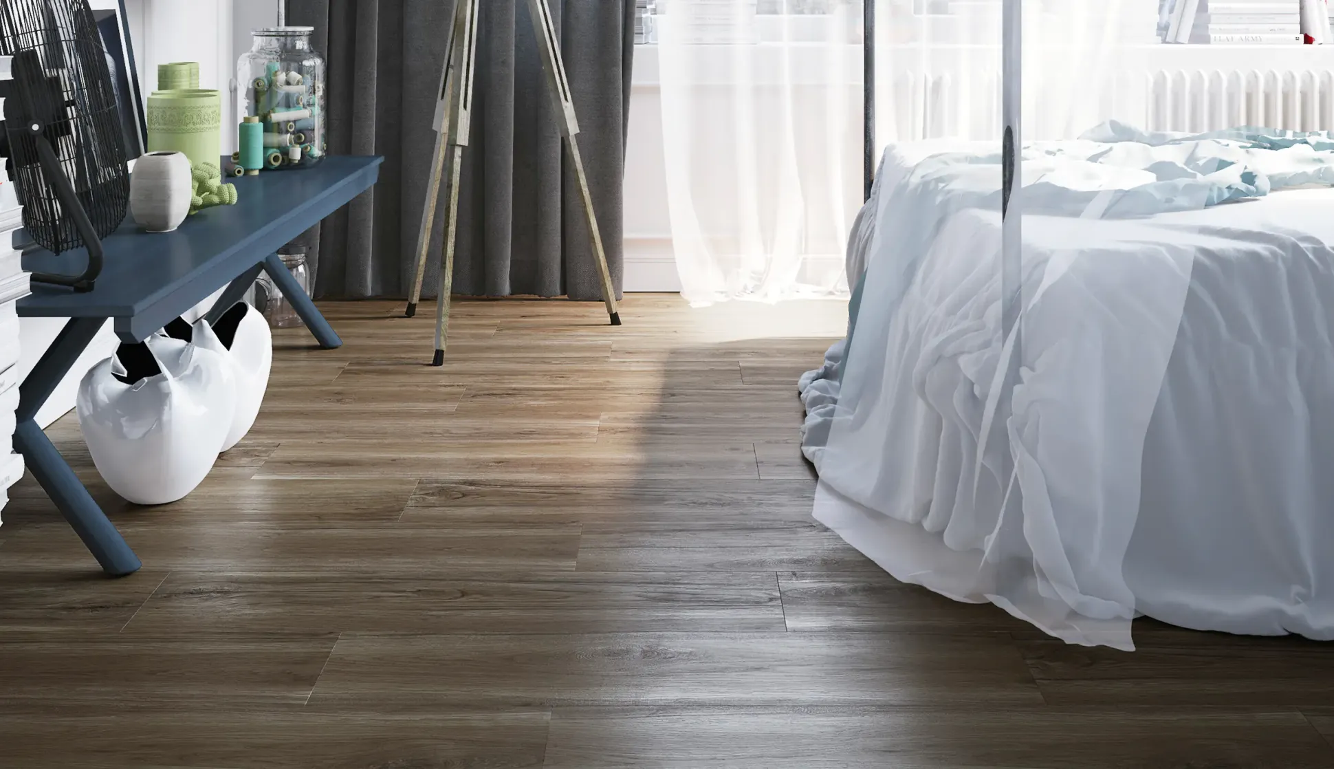 Bodenfliese Feinsteinzeug Oak 22,5 x 90 cm braun