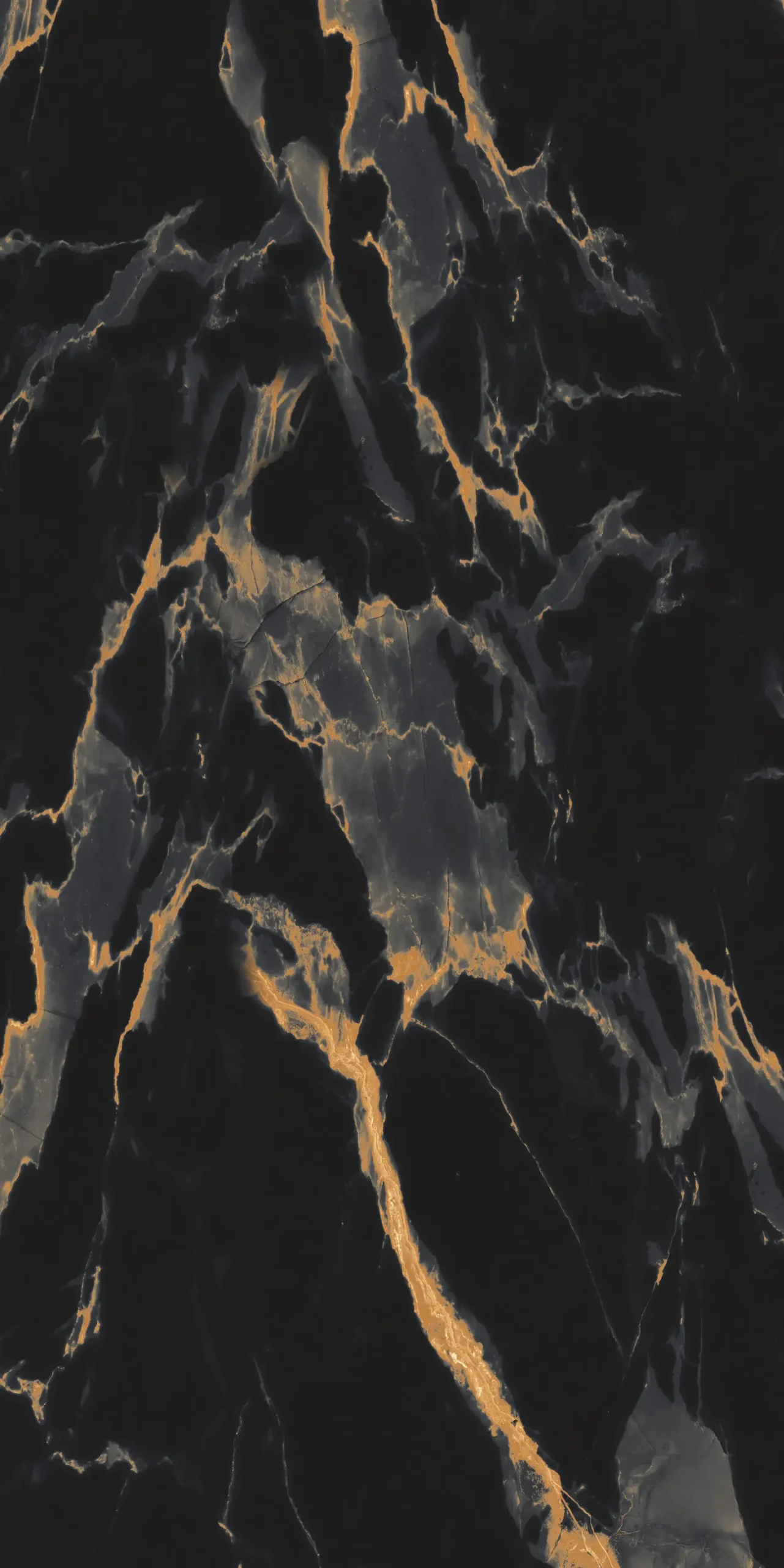 Bodenfliese Feinsteinzeug Marquina Gold 120 x 240 cm schwarz