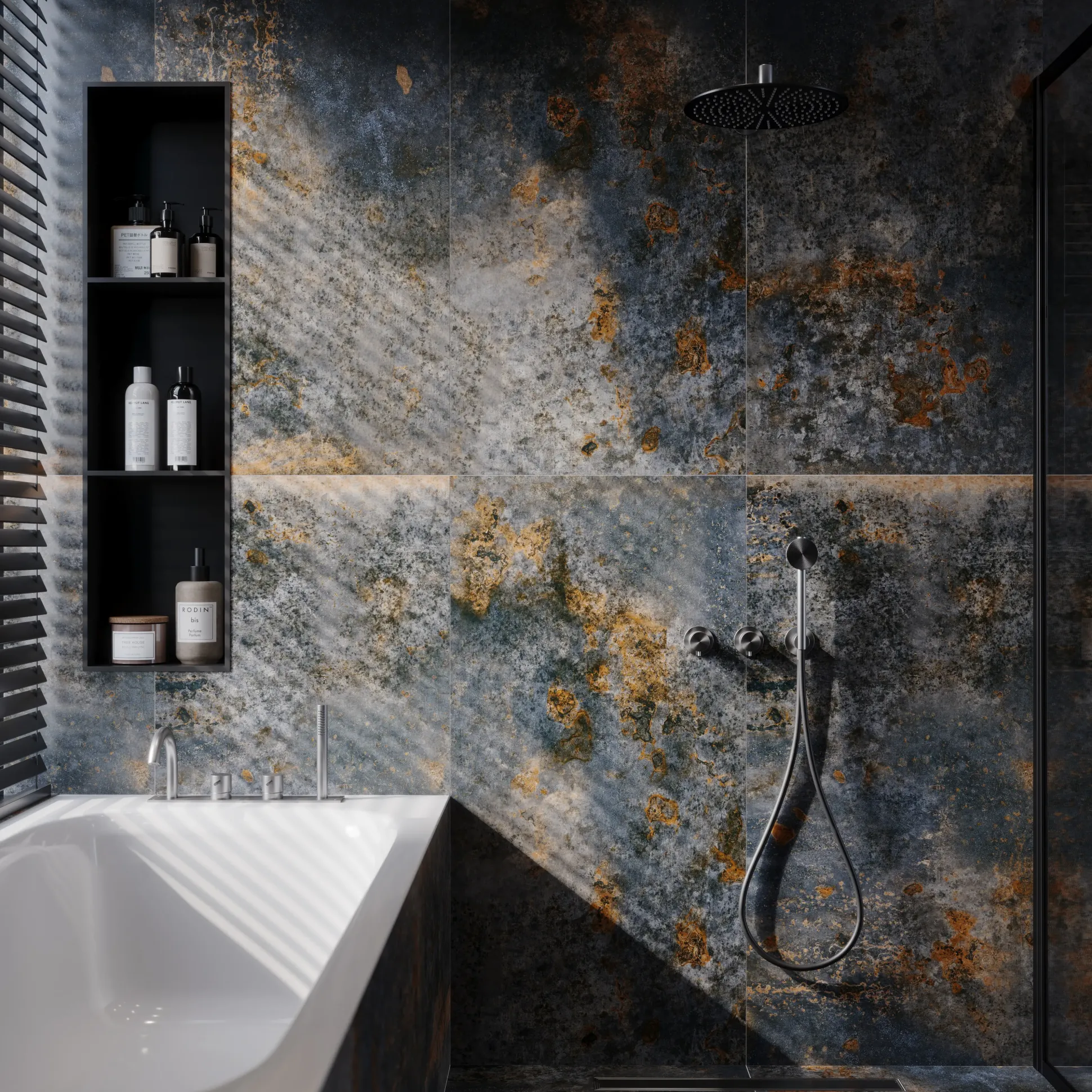Bodenfliese Feinsteinzeug Copper 60 x 120 cm blue