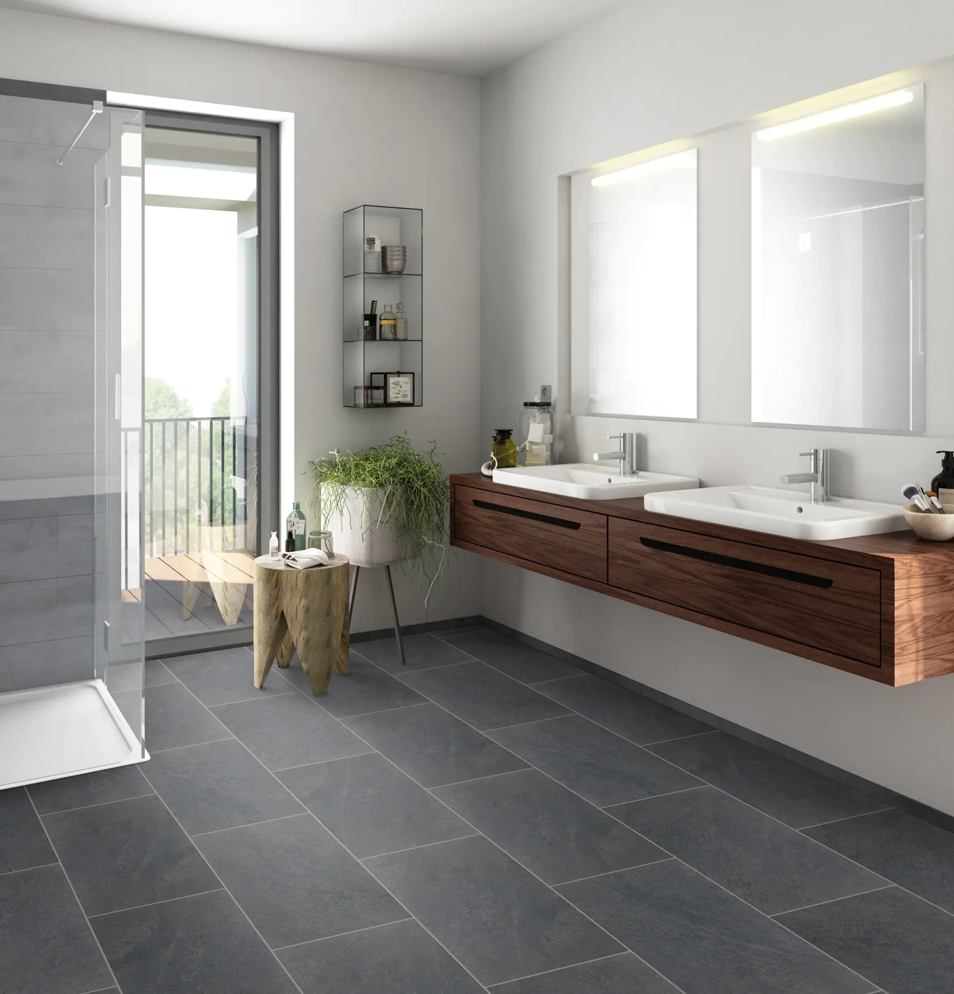 Bodenfliese Feinsteinzeug Questo Due 30 x 60,4 cm nero