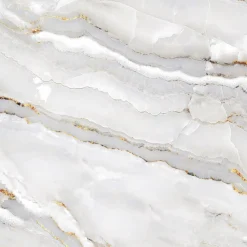Bodenfliese Feinsteinzeug Alabaster Cleo Light 60 x 60 cm weiß/gold