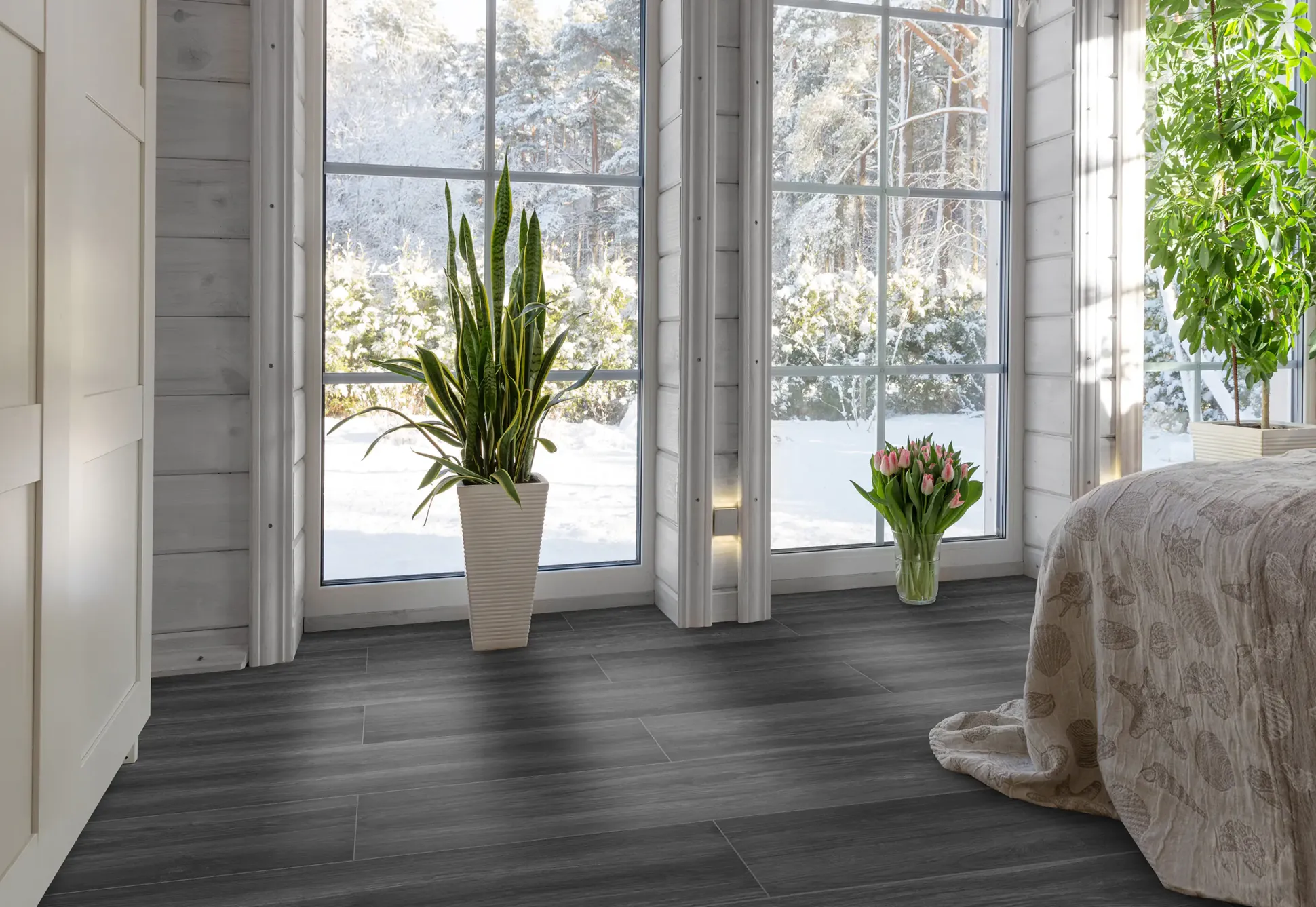 Bodenfliese Feinsteinzeug Oak Grande 20 x 120 cm grau