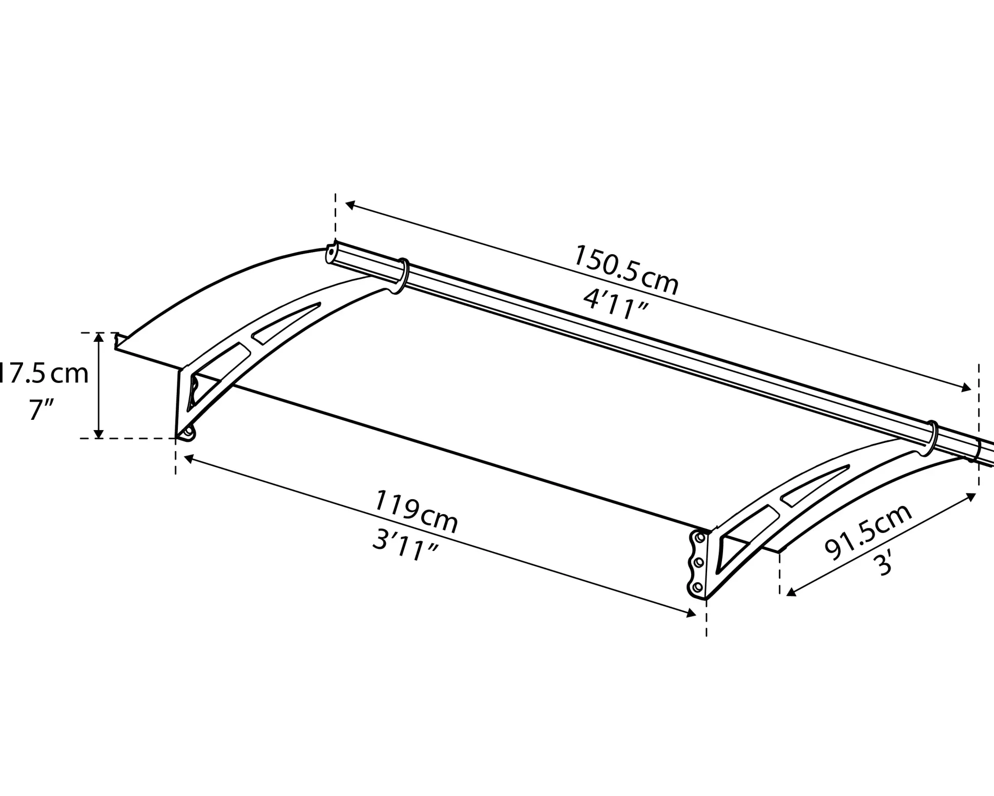 Canopia Vordach Aquila 1500 Hellgrau Alu 151 x 92 cm
