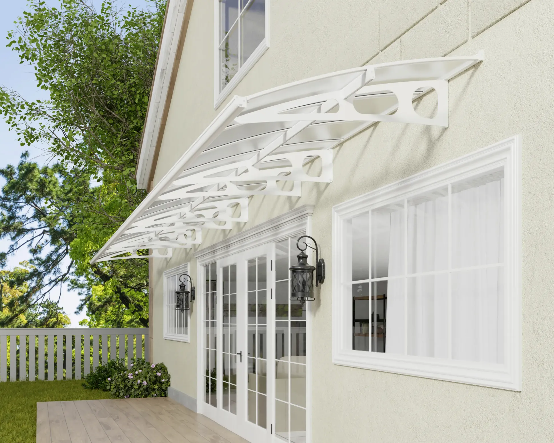 Canopia Vordach Bordeaux 8920 Weiss Alu 892 x 139 cm
