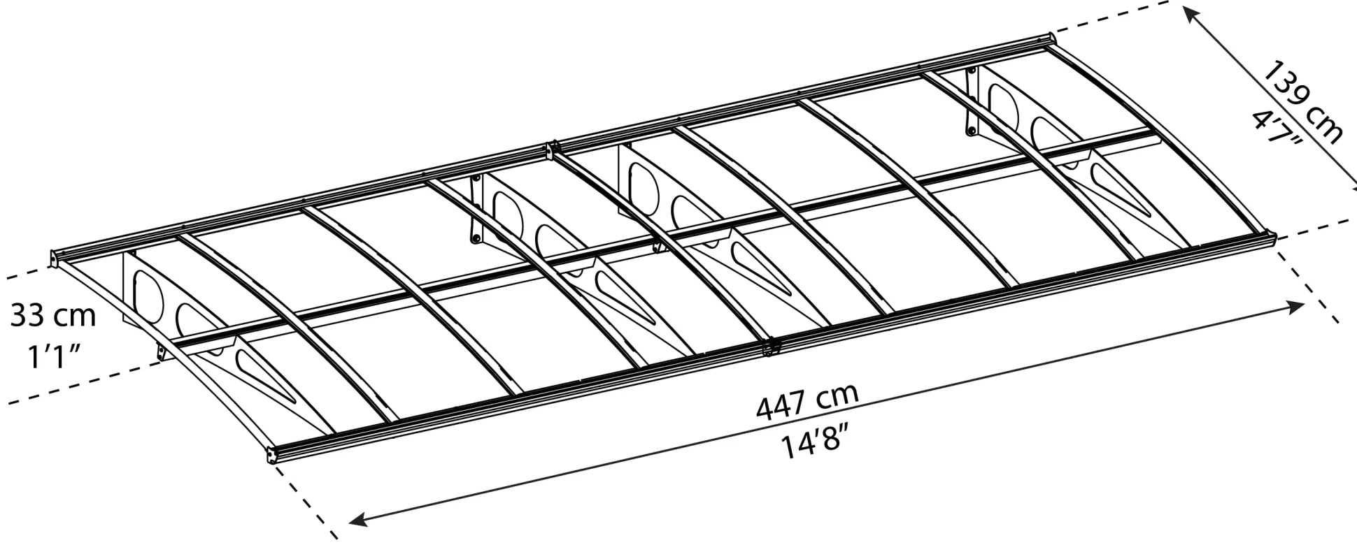 Canopia Vordach Bordeaux 447 x 139 cm weiß