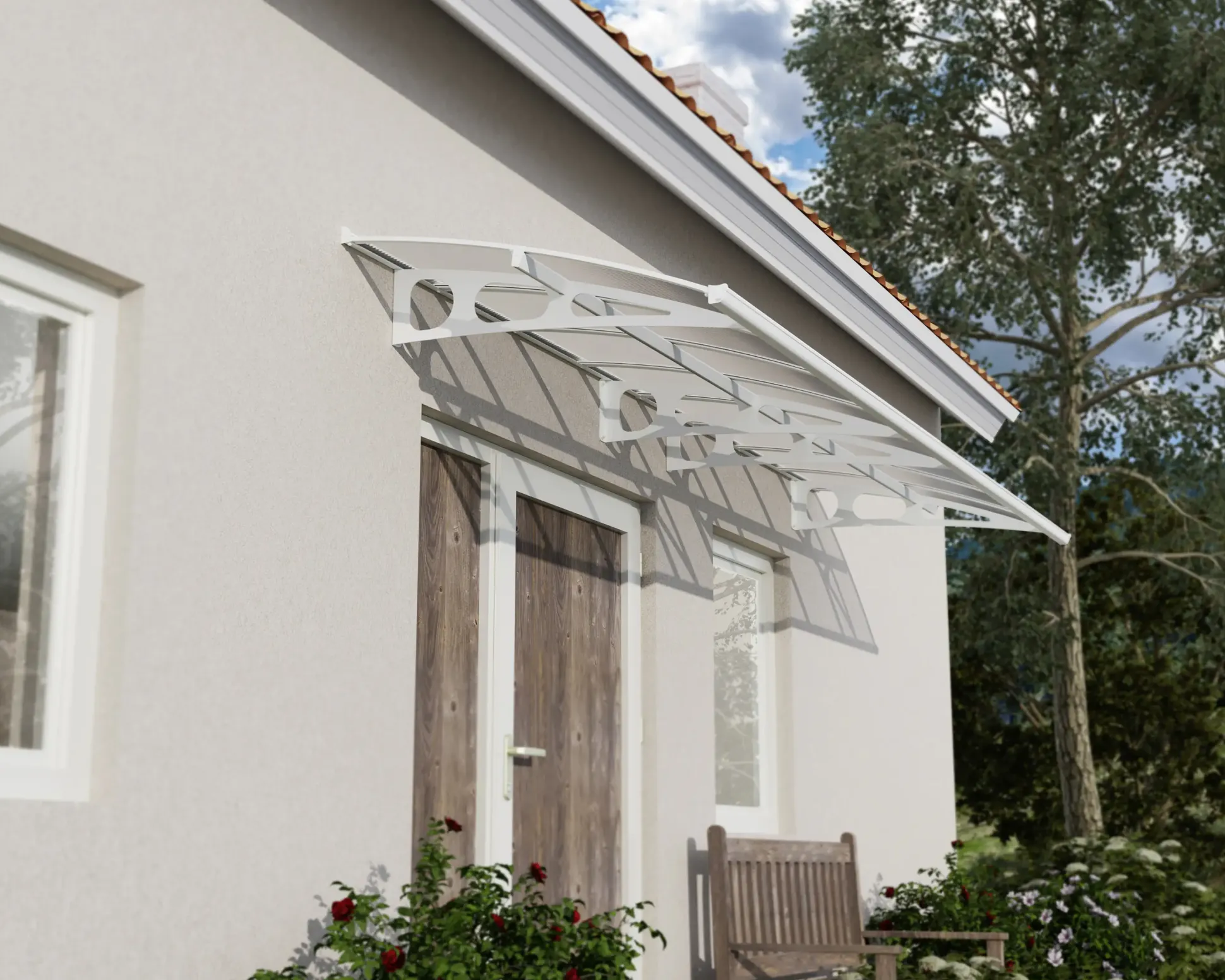 Canopia Vordach Bordeaux 447 x 139 cm weiß