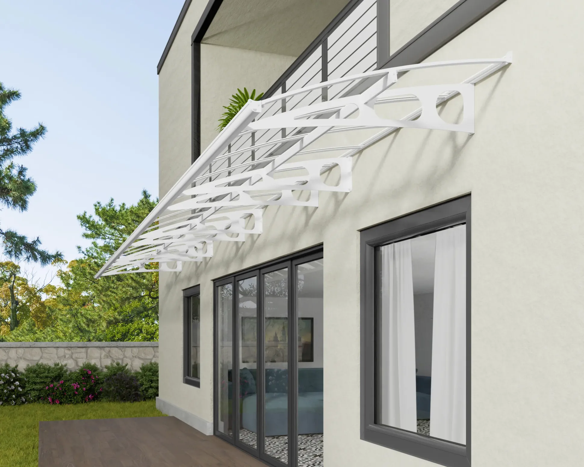 Canopia Vordach Bordeaux 8920 Weiß Alu 892 x 139 cm